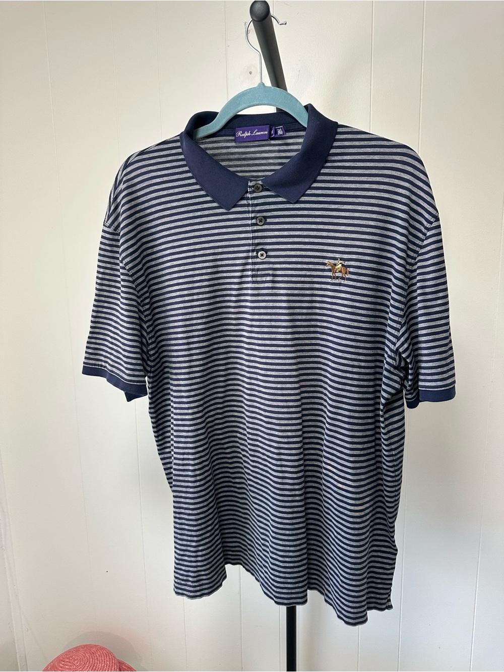Ralph Lauren Men’s navy striped Striped Polo Shirt
Purple label